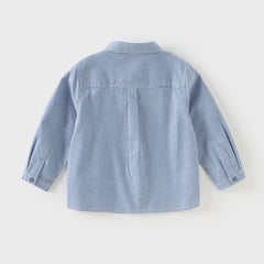 Dave&Bella Toddler Boys Autumn Blue Plaid Cotton College-style Shirts Tops