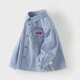 Dave&Bella Toddler Boys Blue Plaid Cotton College-style Shirts Tops