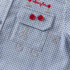 Dave&Bella Toddler Boys Autumn Blue Plaid Cotton College-style Shirts Tops