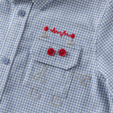 Dave&Bella Toddler Boys Blue Plaid Cotton College-style Shirts Tops
