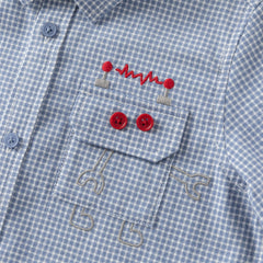 Dave&Bella Toddler Boys Autumn Blue Plaid Cotton College-style Shirts Tops