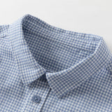 Dave&Bella Toddler Boys Blue Plaid Cotton College-style Shirts Tops