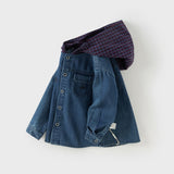 Dave&Bella Toddler Boys Denim Blue Cotton Hooded Cowboy Shirts Tops