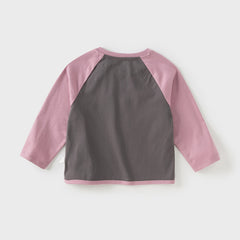 Dave&Bella Toddler Girls Autumn Everyday Cotton Grey T-shirts Tops