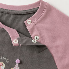Dave&Bella Toddler Girls Autumn Everyday Cotton Grey T-shirts Tops
