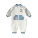 Dave&Bella Baby Boys Beige Cotton Indoor One-Pieces Romper
