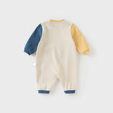 Dave&Bella Baby Boys Beige Soft Cotton Bodysuits Romper