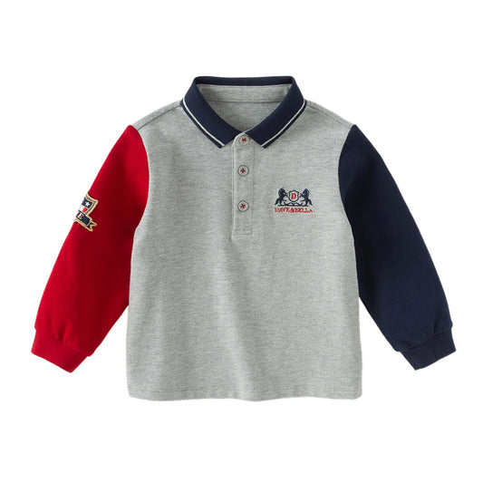 Dave&Bella Boys Autumn Cotton Grey Formal Polo Shirt Top