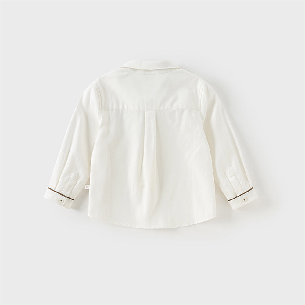 Dave&Bella Toddler Boys White Cotton Formal College-style Shirt Top