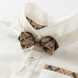 Dave&Bella Toddler Boys White Cotton Formal College-style Shirt Top