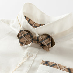 Dave&Bella Boys Autumn White Cotton Formal College-style Shirt Top