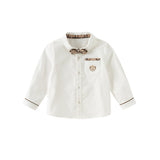Dave&Bella Toddler Boys White Cotton Formal College-style Shirt Top