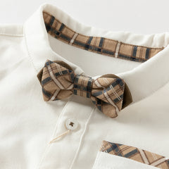 Dave&Bella Boys Autumn White Cotton Formal College-style Shirt Top