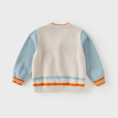 Dave&Bella Boys Autumn Cotton Light Grey Knit Sweater Cardigan Casual Jacket
