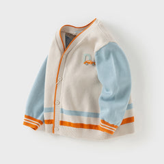 Dave&Bella Boys Autumn Cotton Light Grey Knit Sweater Cardigan Casual Jacket
