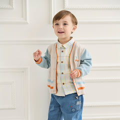 Dave&Bella Boys Autumn Cotton Light Grey Knit Cardigan Casual Jackets