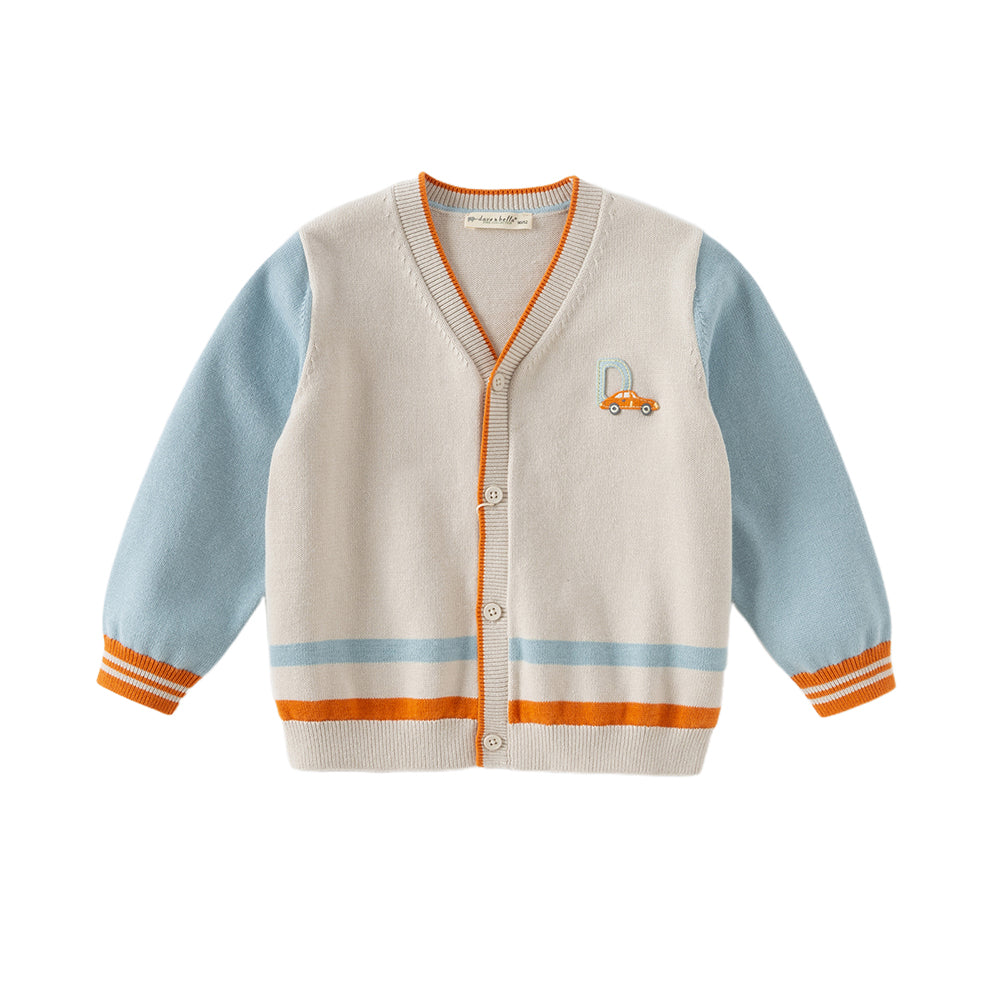 Dave&Bella Boys Autumn Cotton Light Grey Knit Sweater Cardigan Casual Jacket