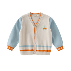 Dave&Bella Boys Autumn Cotton Light Grey Knit Sweater Cardigan Casual Jacket
