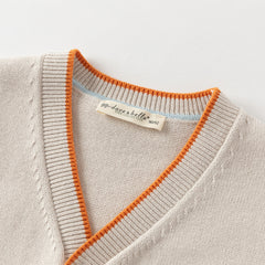 Dave&Bella Boys Autumn Cotton Light Grey Knit Sweater Cardigan Casual Jacket