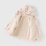 Dave&Bella Toddler Girls Pink Animal Print Hooded Outwear Fleece Coat