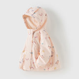 Dave&Bella Toddler Girls Pink Animal Print Hooded Outwear Fleece Coat