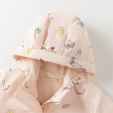 Dave&Bella Toddler Girls Pink Animal Print Hooded Outwear Fleece Coat