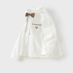 Dave&Bella Boys Autumn College Style Cotton Beige Shirt Top