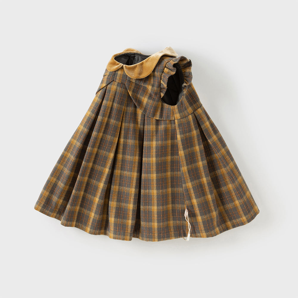 Dave&Bella Toddler Girls Classic Yellow Green Plaid Sleeveless Party Dress