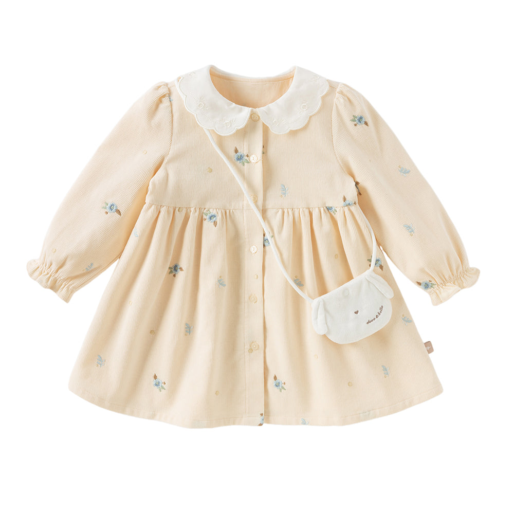 Dave&Bella Toddler Girls Yellow Party Dress (wallet bag)