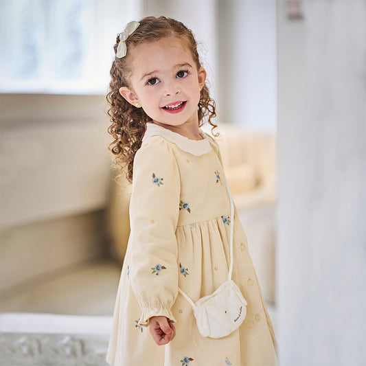 Dave&Bella Toddler Girls Autumn Yellow Party Dress (wallet bag)