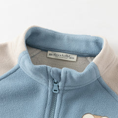 Dave&Bella Girls/Boys Autumn Apricot/Blue Fleece Coat Long Pants Outfit Sets