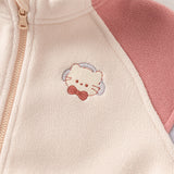 Dave&Bella Toddler Girls/Boys Apricot/Blue Fleece Coat Long Pants Outfit Sets