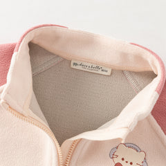 Dave&Bella Girls/Boys Autumn Apricot/Blue Fleece Coat Long Pants Outfit Sets