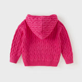 Dave&Bella Kids Girls/Boys Rose/Camel Cotton Hooded Knit Sweater Coat