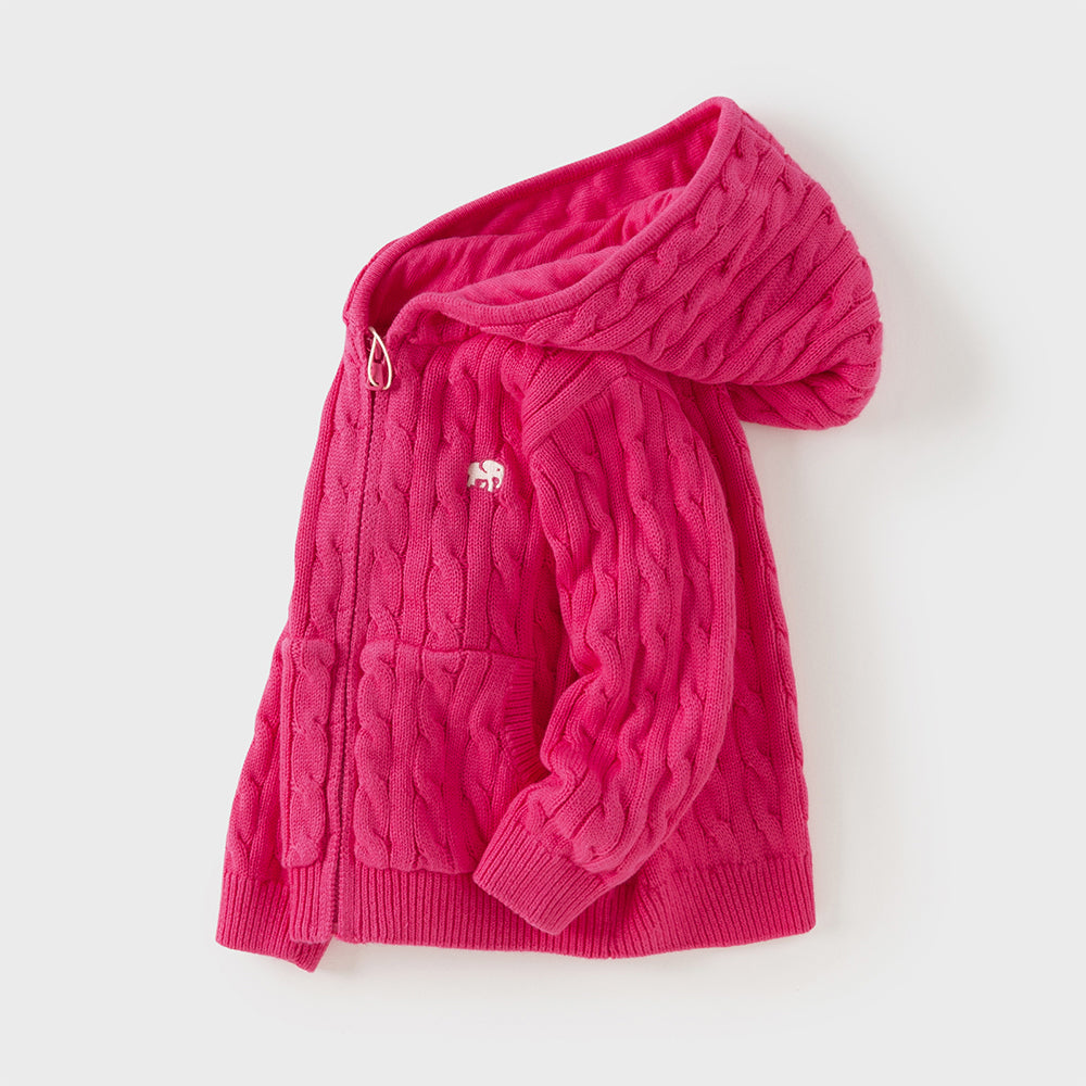 Dave&Bella Kids Girls/Boys Rose/Camel Cotton Hooded Knit Sweater Coat