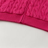 Dave&Bella Kids Girls/Boys Rose/Camel Cotton Hooded Knit Sweater Coat