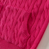 Dave&Bella Kids Girls/Boys Rose/Camel Cotton Hooded Knit Sweater Coat