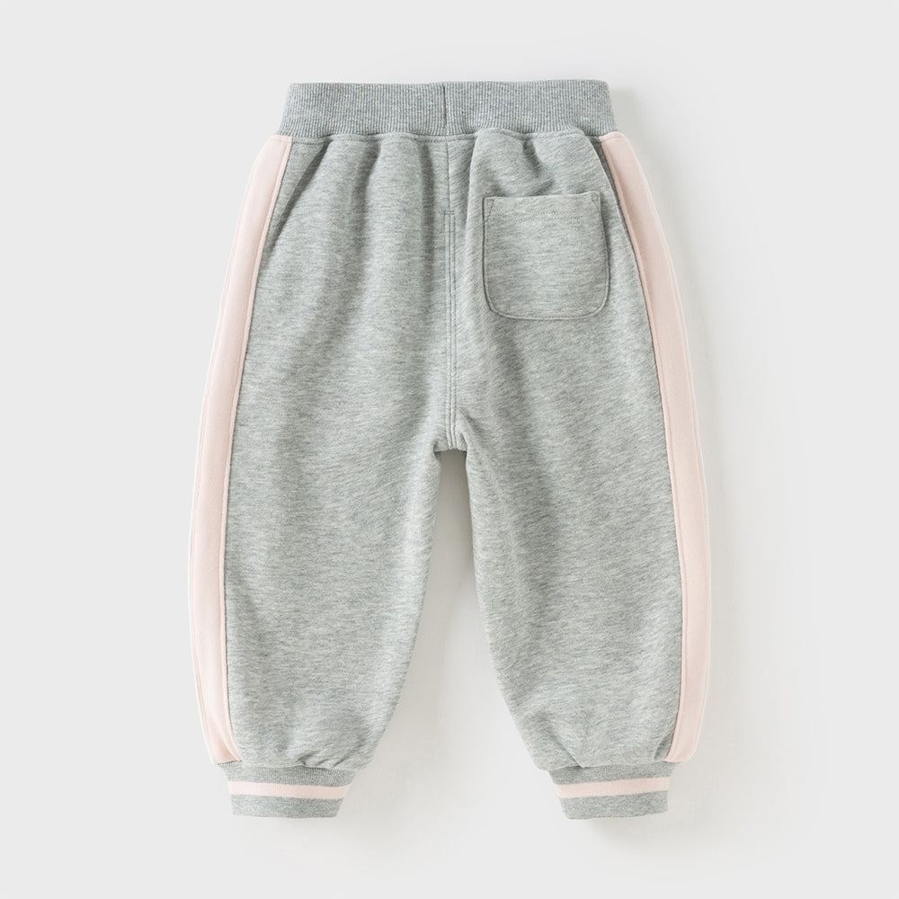 Dave&Bella Toddler Girls Sweet Pink/Grey Outdoor Drawstring Sweatpants