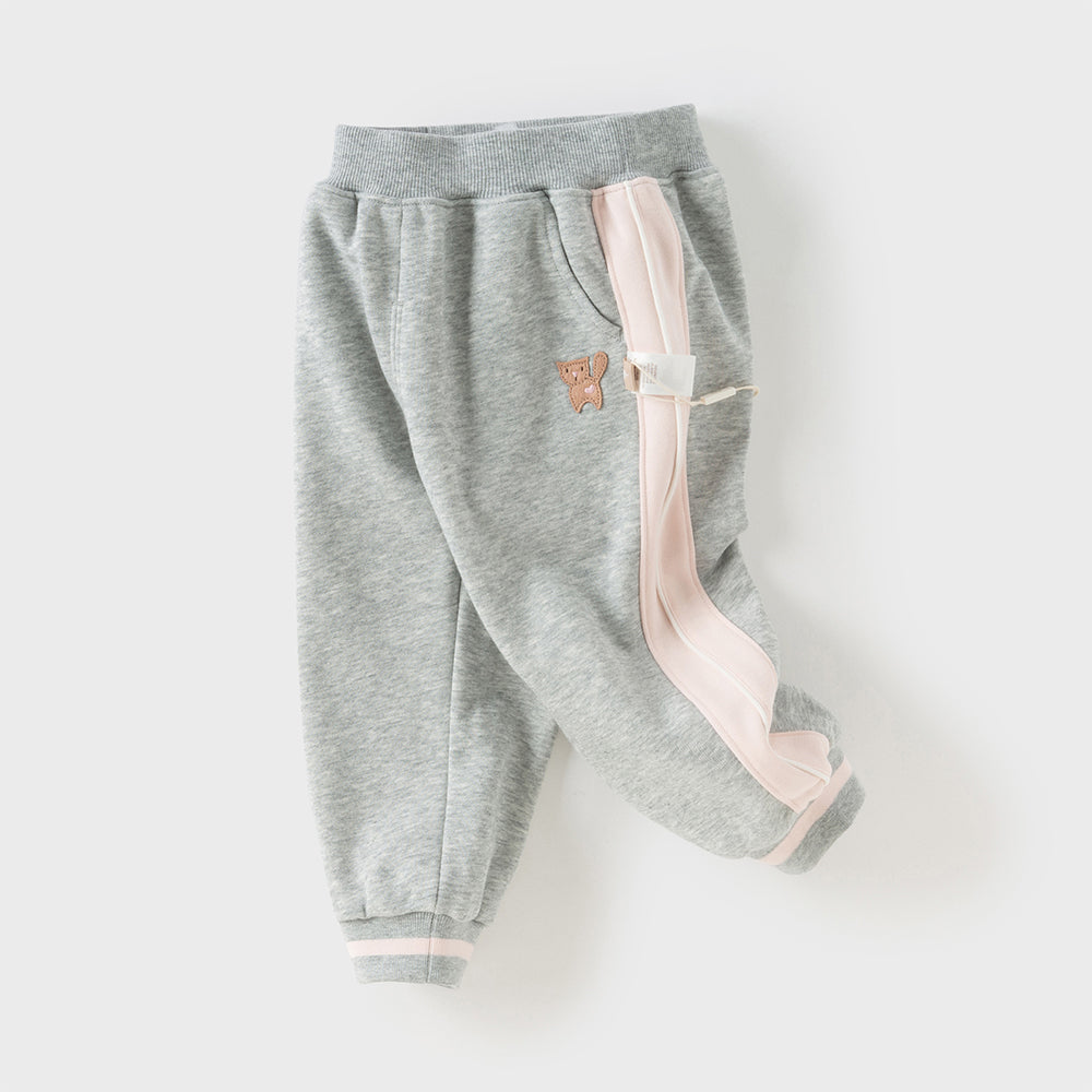 Dave&Bella Toddler Girls Sweet Pink/Grey Outdoor Drawstring Sweatpants