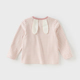 Dave&Bella Toddlers Girls Cotton Pink Striped Playful Rabbit Ear Style T-shirts Tops