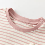 Dave&Bella Toddlers Girls Cotton Pink Striped Playful Rabbit Ear Style T-shirts Tops