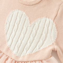 Dave&Bella Toddler Girls Winter Charming Pink Soft Knit Sweater Birthday Mesh Dress