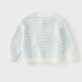 Dave&Bella Kids Girls Elegant Blue White Plaid Knit Cardigans