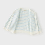 Dave&Bella Kids Girls Elegant Blue White Plaid Knit Cardigans