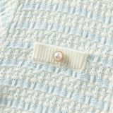 Dave&Bella Kids Girls Elegant Blue White Plaid Knit Cardigans
