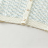 Dave&Bella Kids Girls Elegant Blue White Plaid Knit Cardigans