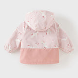 Dave&Bella Girls Toddler Swan/Pony Print Cute Outdoor Hooded Fleece Coat