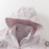 Dave&Bella Girls Toddler Swan/Pony Print Cute Outdoor Hooded Fleece Coat