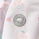 Dave&Bella Girls Toddler Swan/Pony Print Cute Outdoor Hooded Fleece Coat