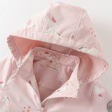 Dave&Bella Girls Toddler Swan/Pony Print Cute Outdoor Hooded Fleece Coat